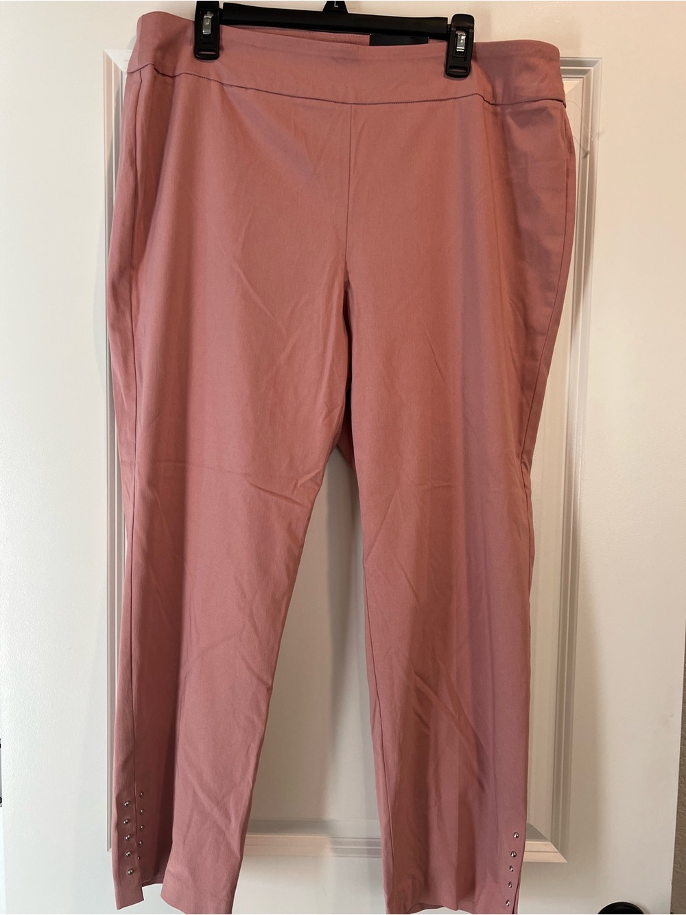 Roz & Ali Dusty Rose  Pull-On Pants with Ankle Studs